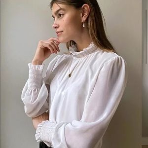 NWT Aritzia Wilfred Valencia Blouse in Birch/Soft Orchid size XS